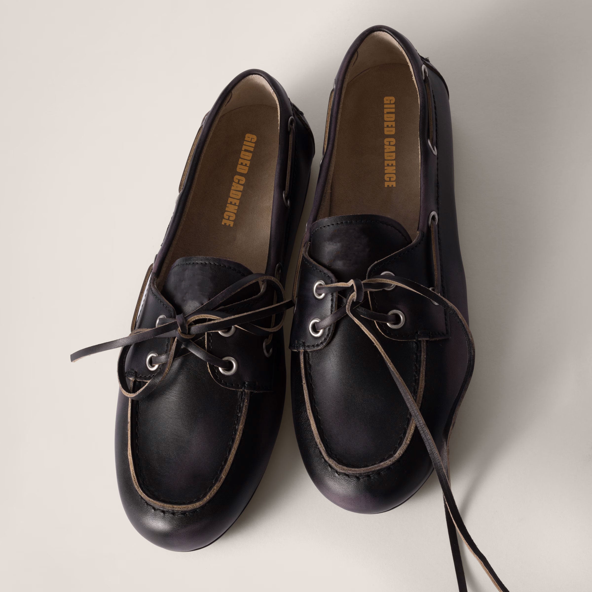 Unlined bleached leather boat shoes