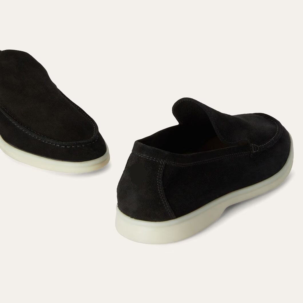 Women's Black Suede Summer Loafers