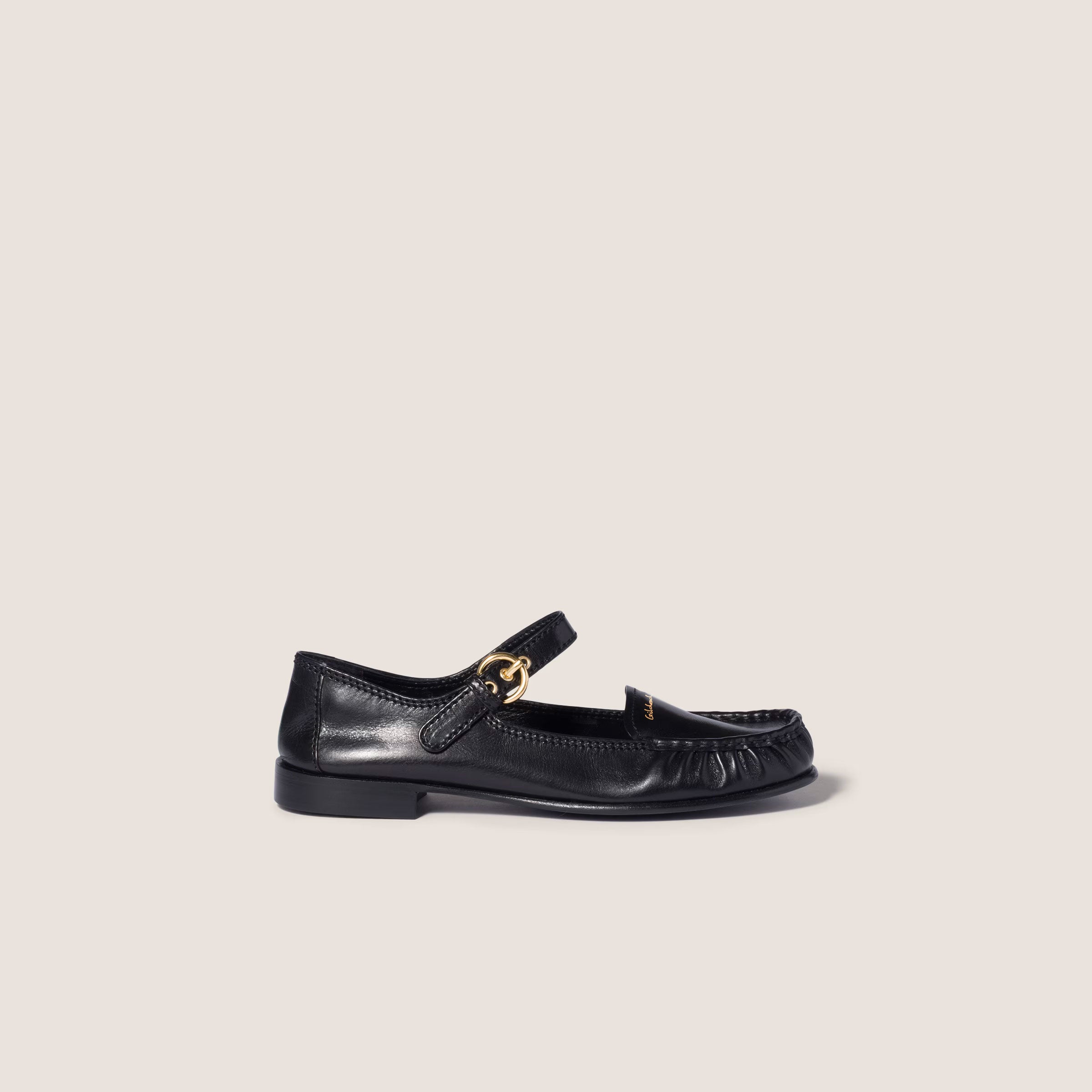 Leather loafers with strap