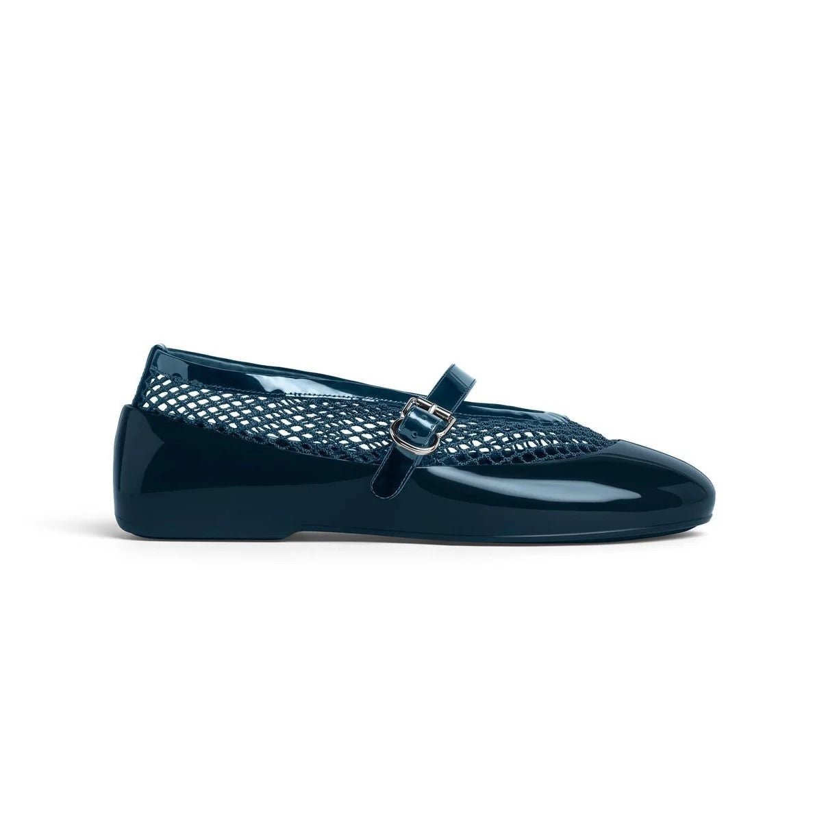 Women's Navy Fishnet Rubber Ballet Flats