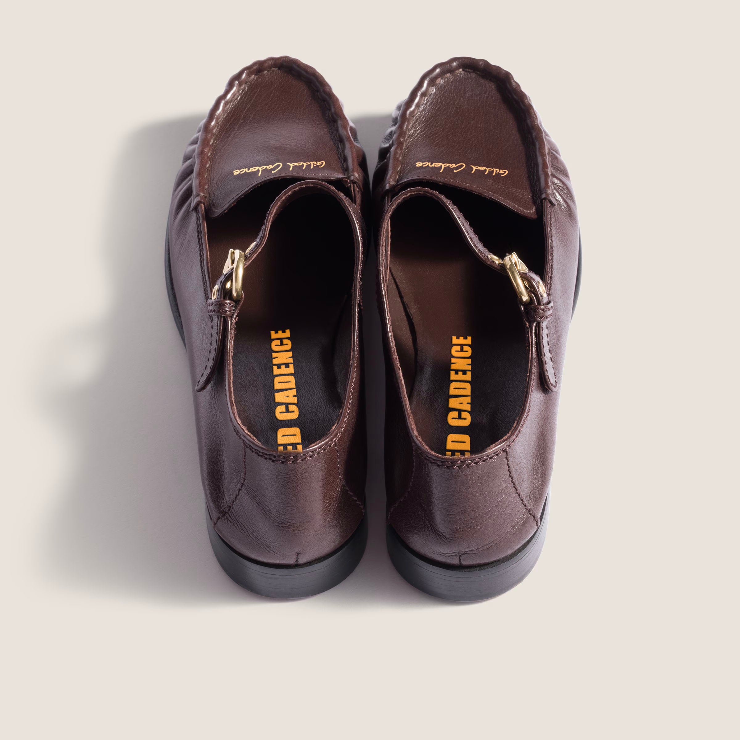 Leather loafers with strap