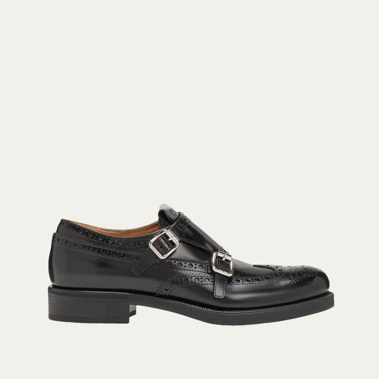 Women's Black Polished Brogue Shoes