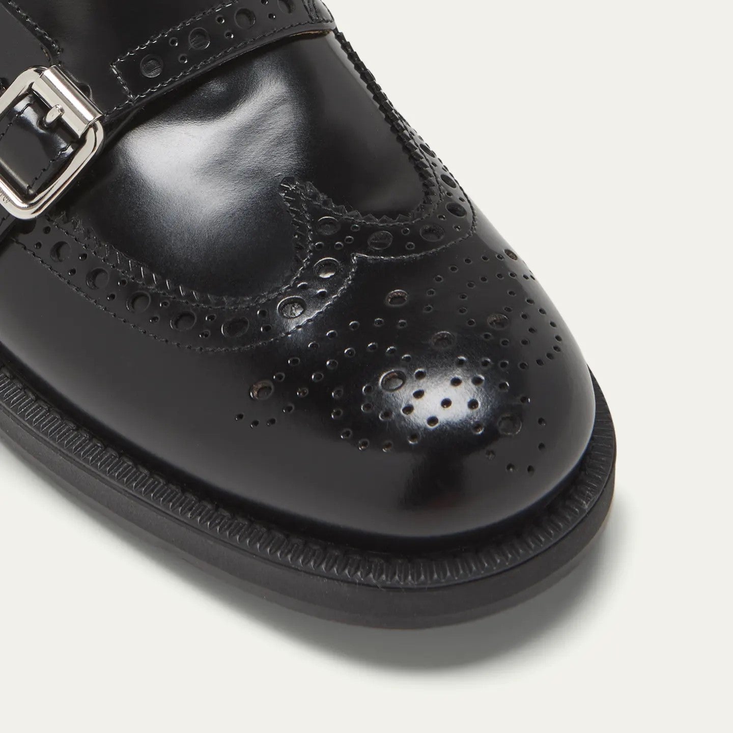 Women's Black Polished Brogue Shoes