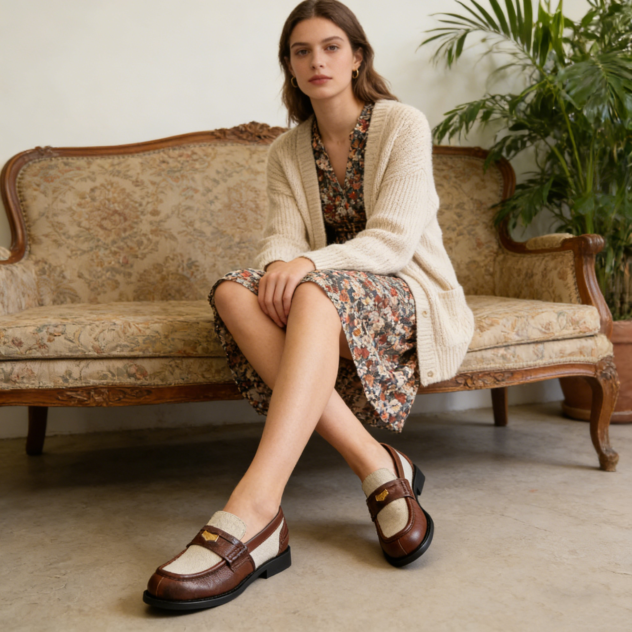 Canvas and Leather Trimmed Loafers