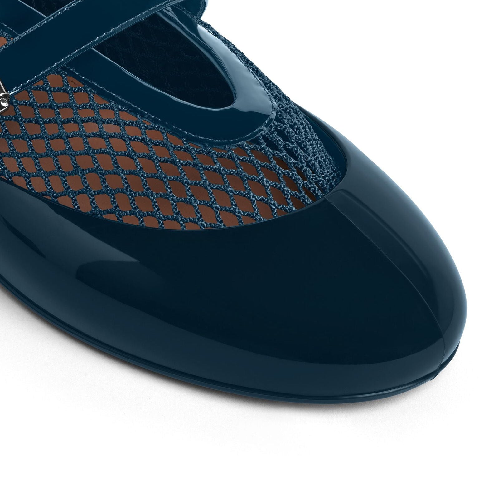 Women's Navy Fishnet Rubber Ballet Flats