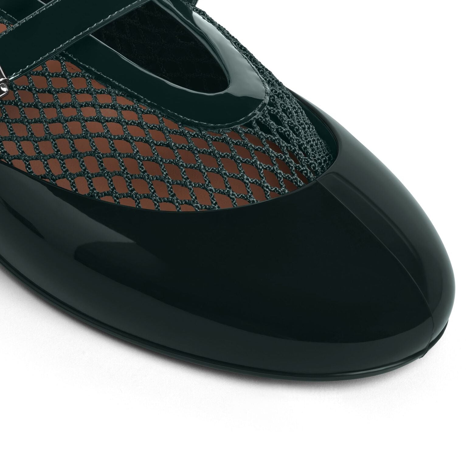 Women's Green Fishnet Rubber Ballet Flats