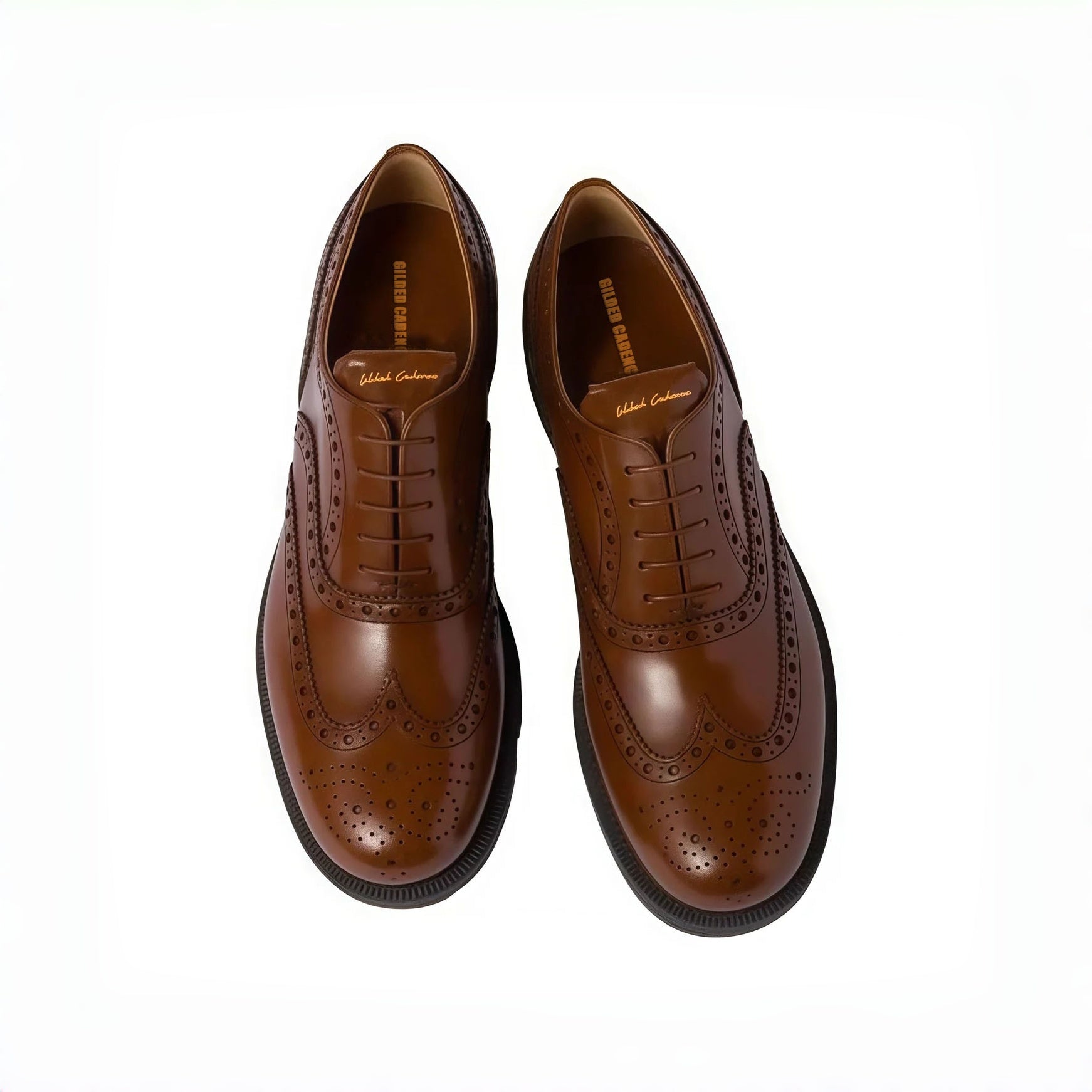 Tan Polished Leather Wingtip Brogues
