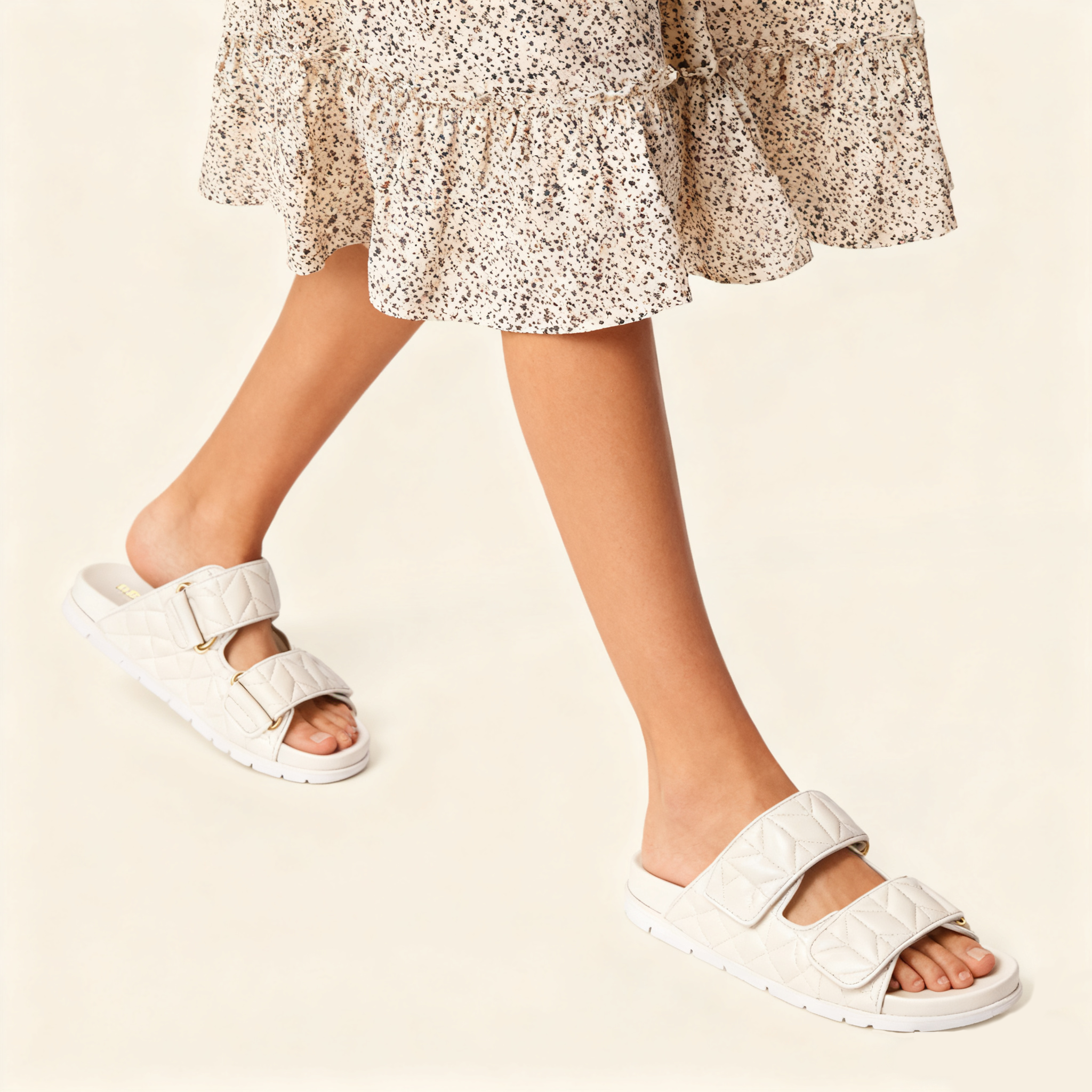 Matelassé nappa leather slides