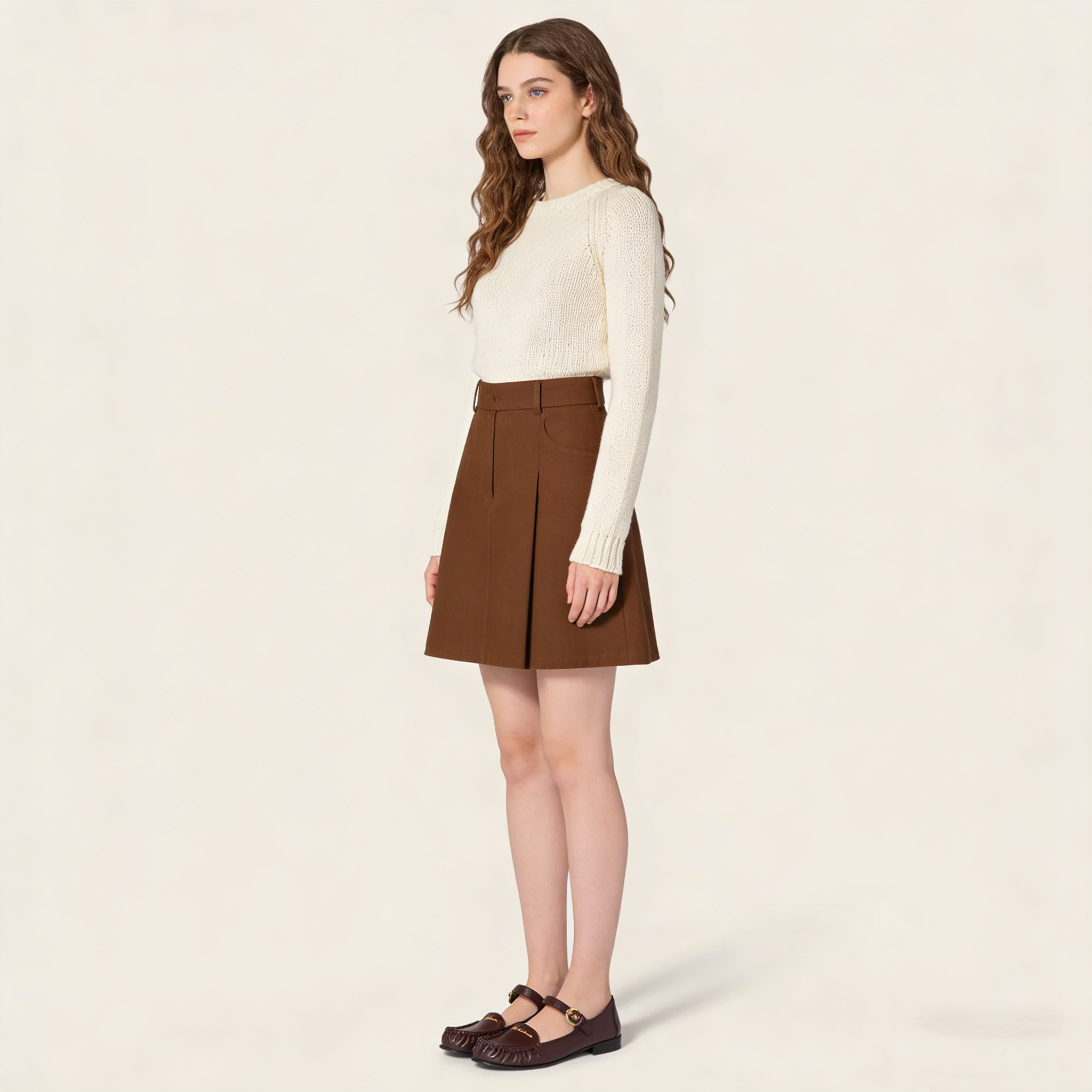 Leather loafers with strap