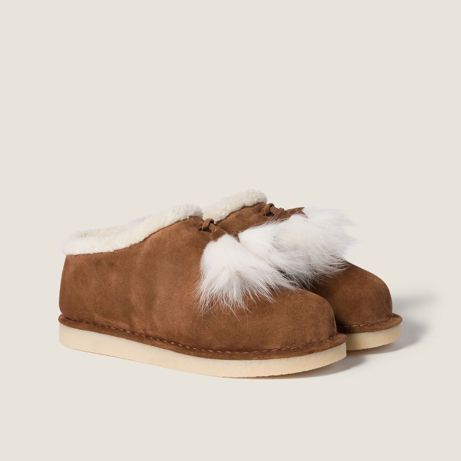 Women's Beige Suede Shearling Clog