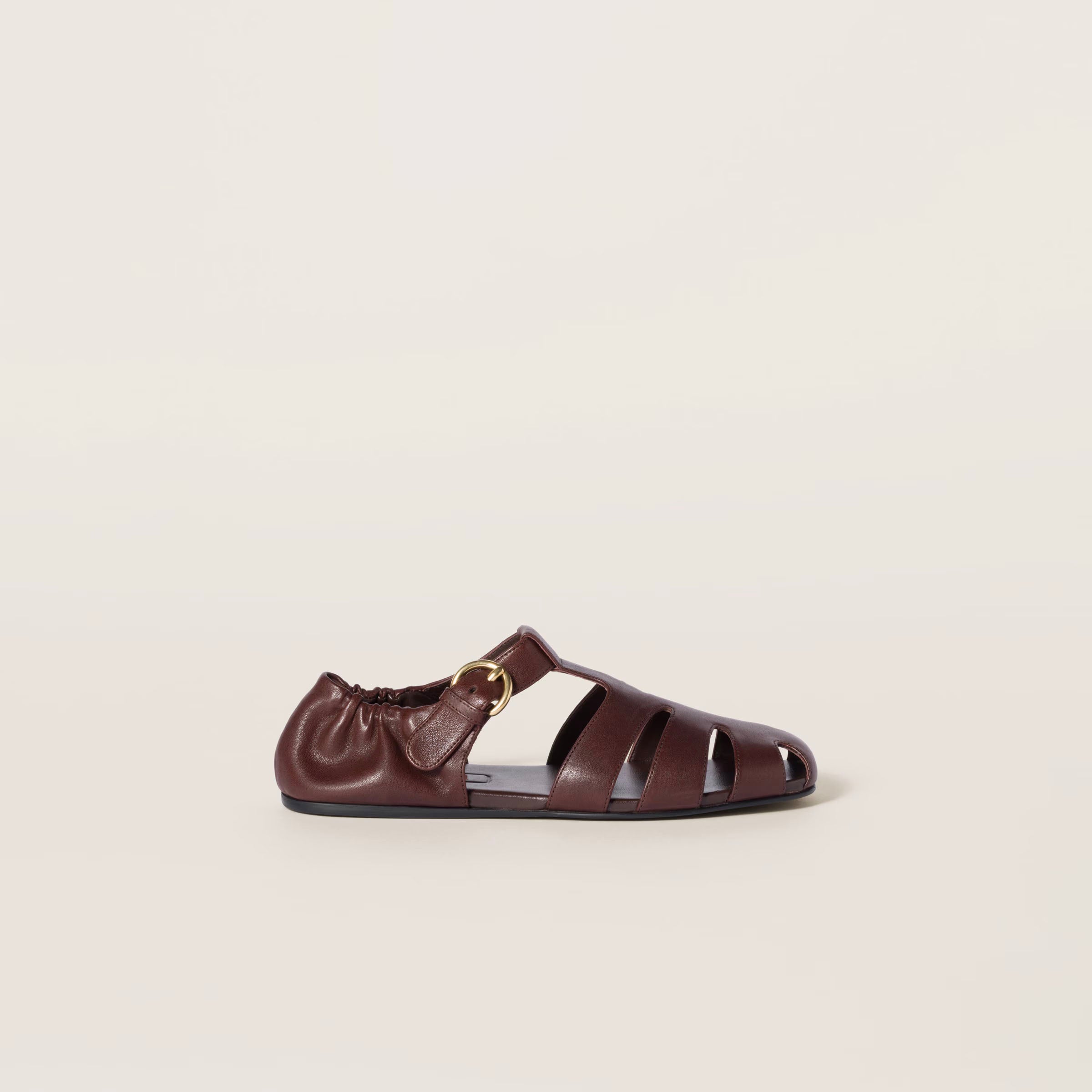 Ruches nappa leather fisherman's sandals