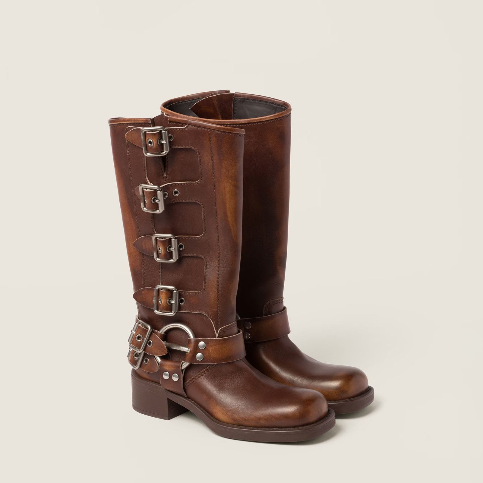 The Square-Toe Calfskin Boot (55mm) - Sienna