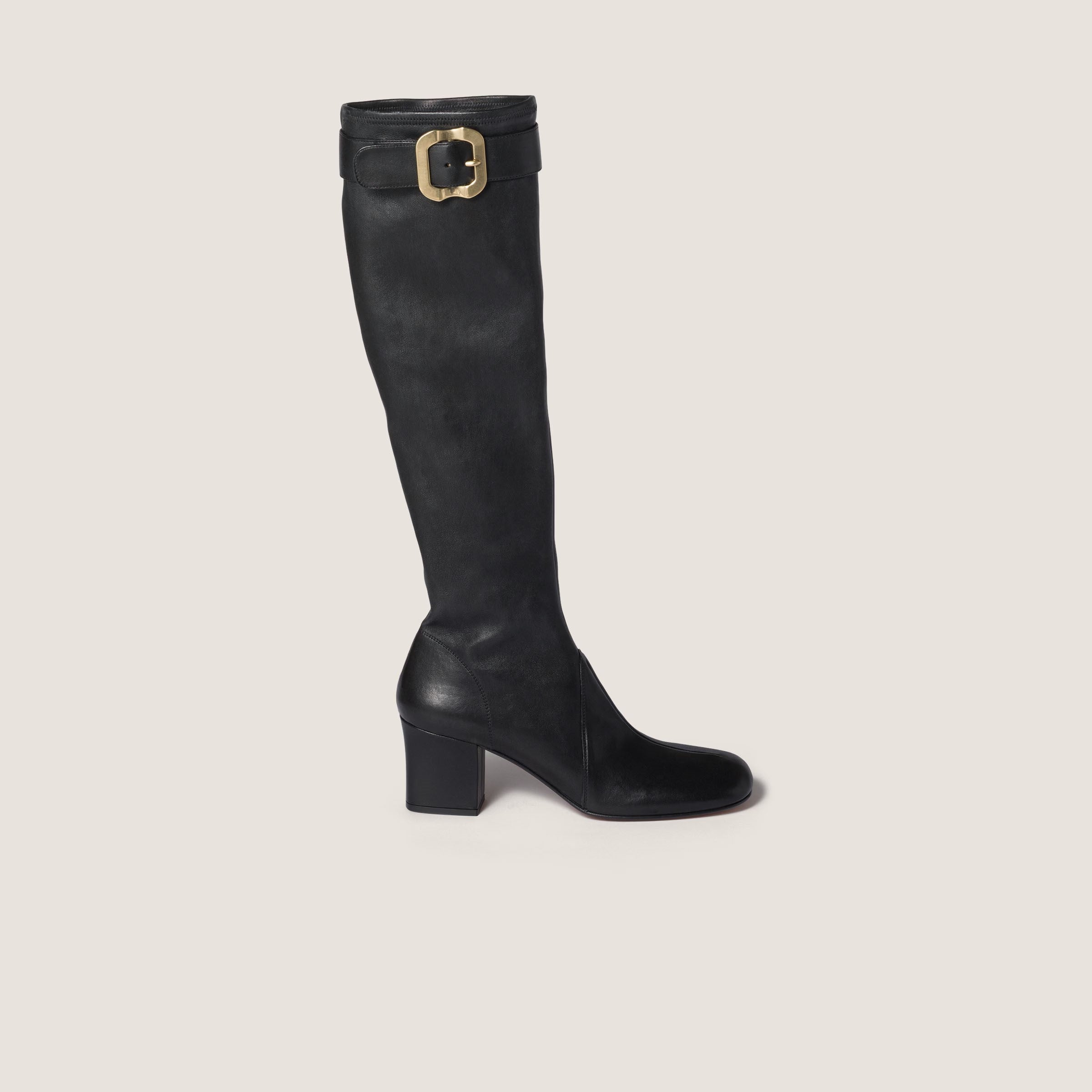 Nappa leather boots with buckle