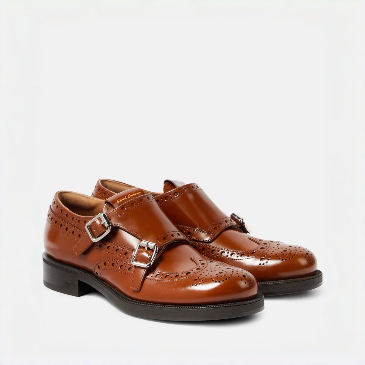 Double Monk Strap Leather Brogues