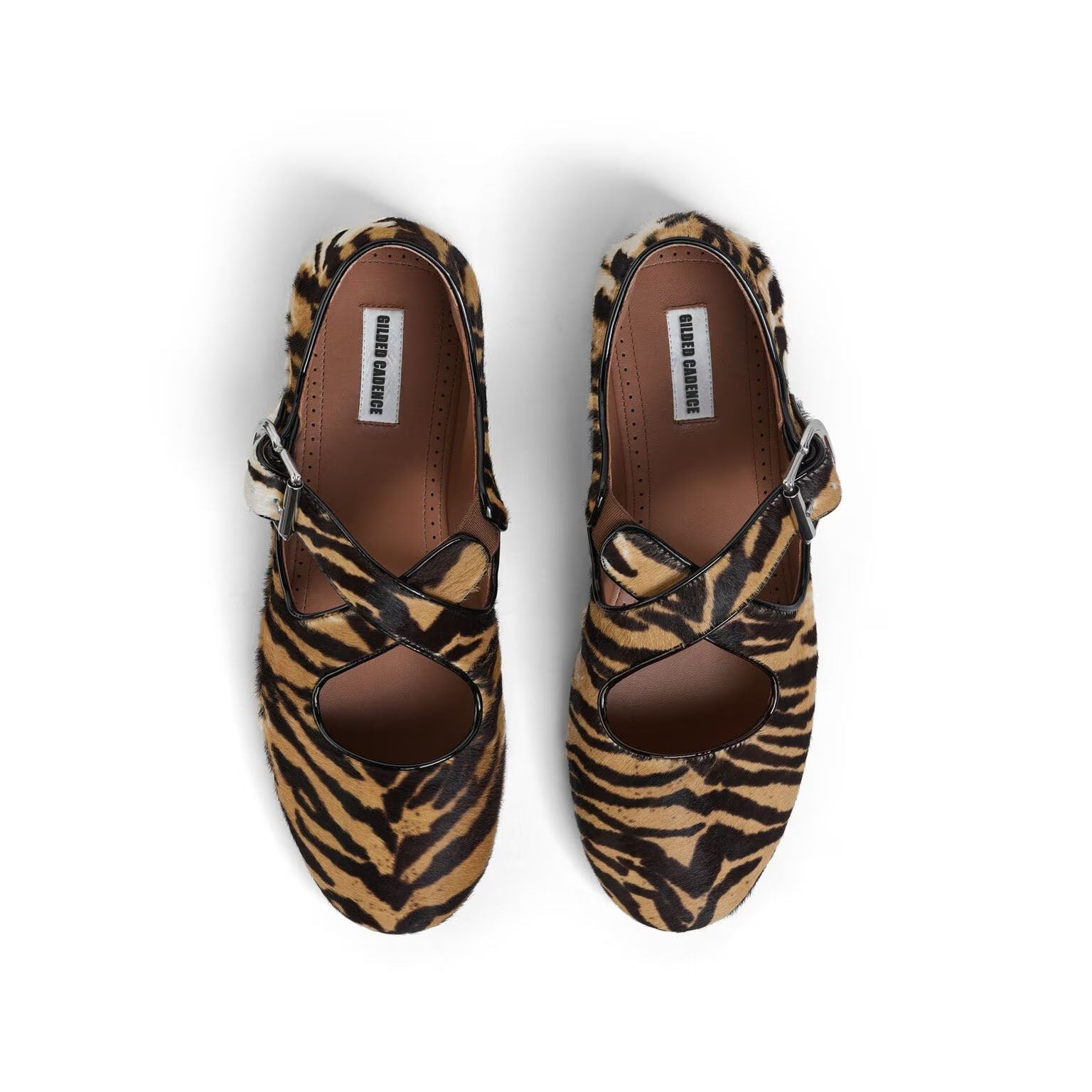 Leopard Haircalf Criss Cross Flats