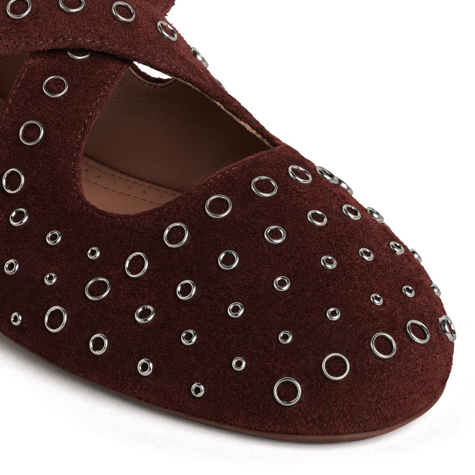 Criss Cross Suede Eyelet Ballet Flats
