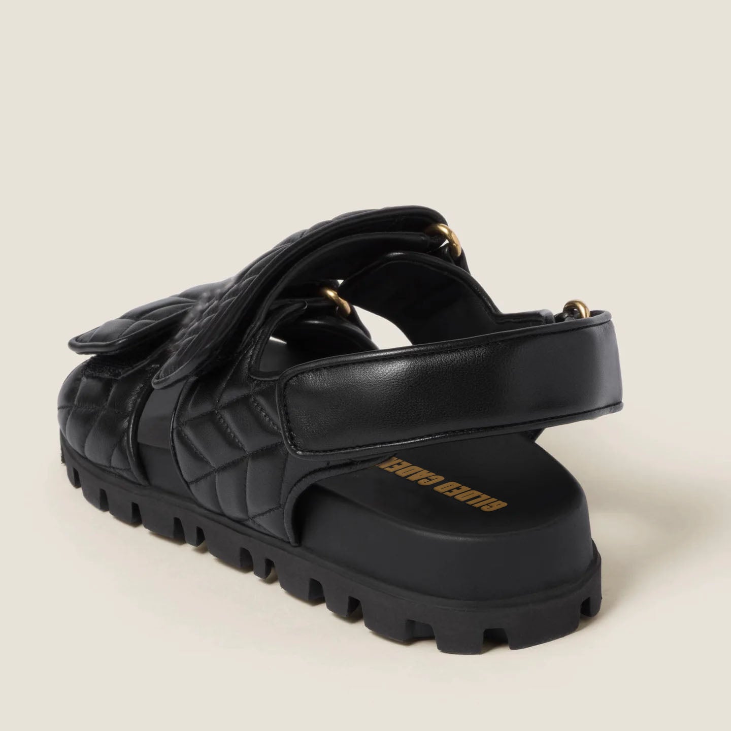 Women's Black Quilted Sporty Sandals