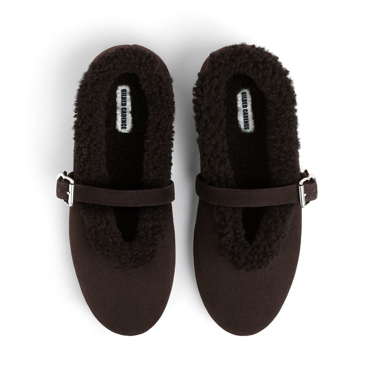 Chocolate Brown Shearling Ballet Flats