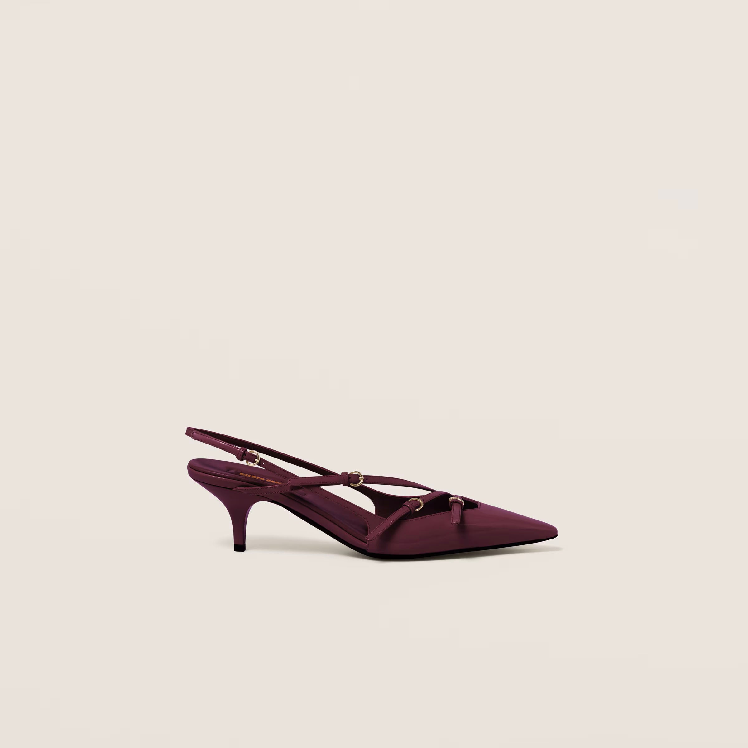 Patent leather slingbacks with buckles