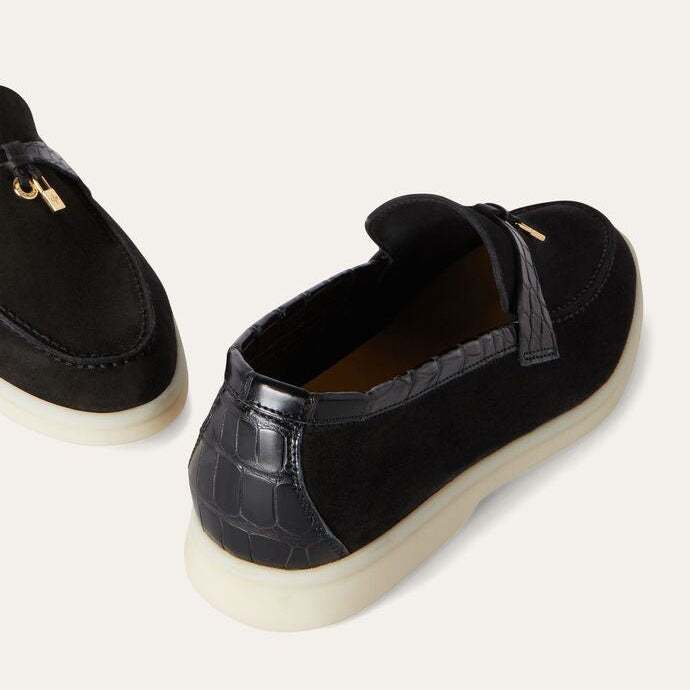 Black Suede Summer Charms Loafers