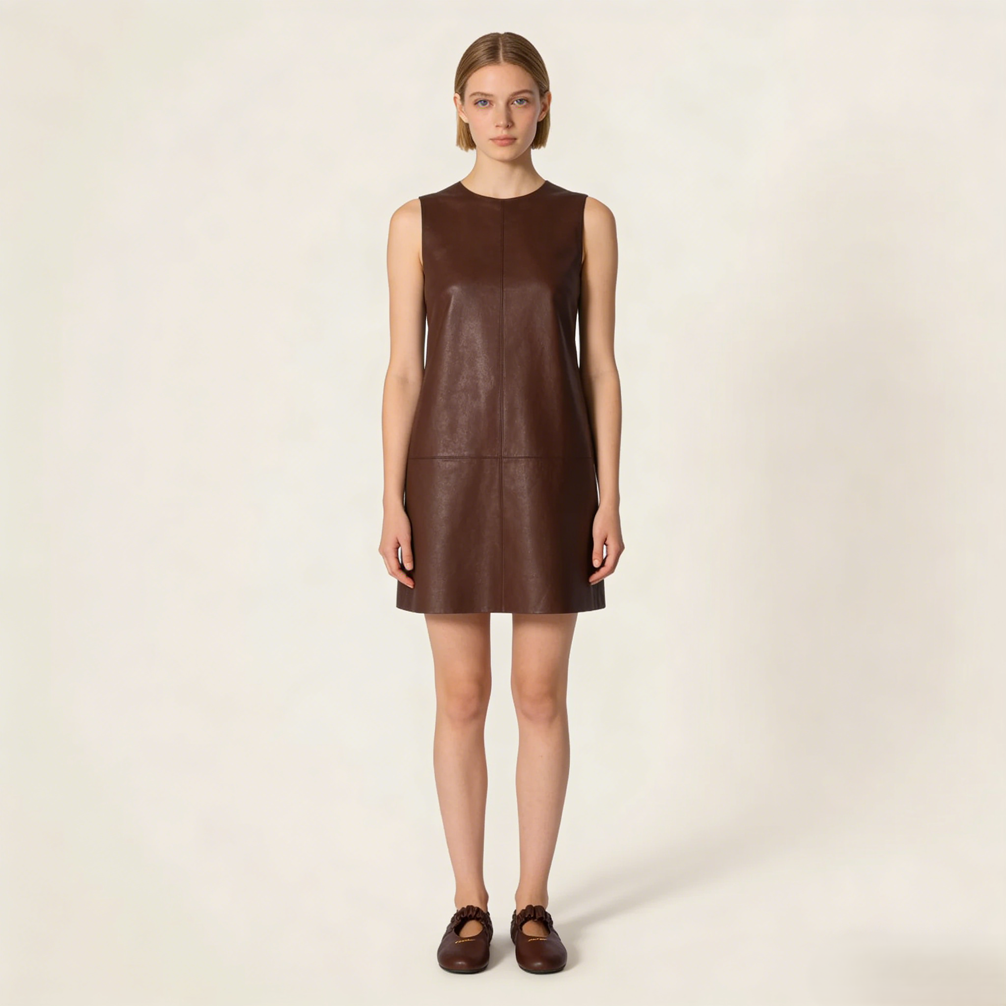 Ruches nappa leather ballerinas