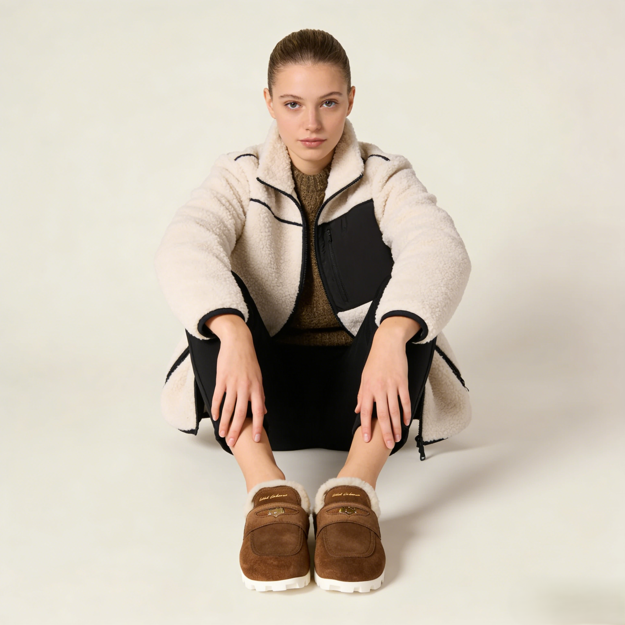 Minimalist Suede Slip-On Mules - Brown