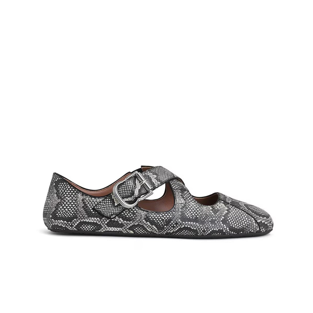 Karung Snake Print Criss Cross Flats