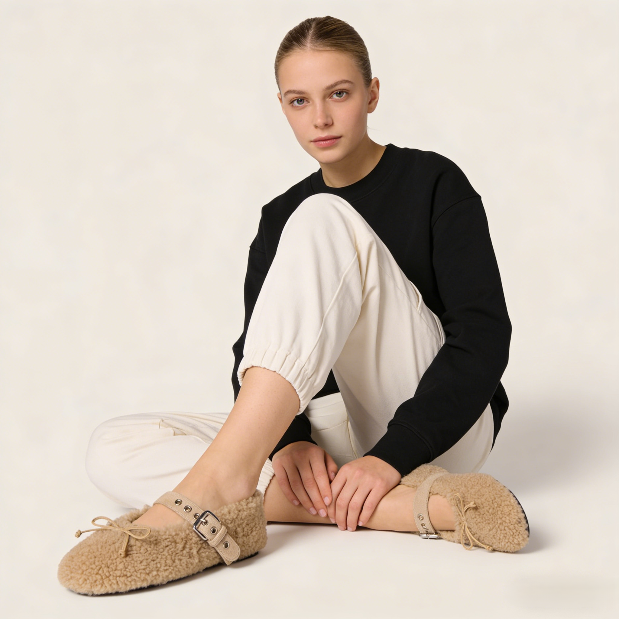 Shearling ballerinas