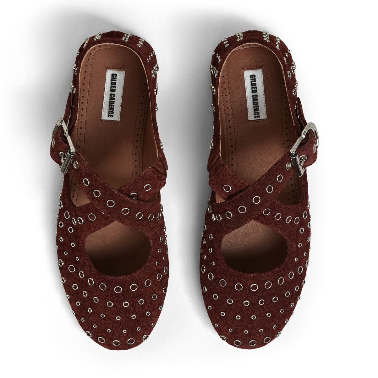 Criss Cross Suede Eyelet Ballet Flats