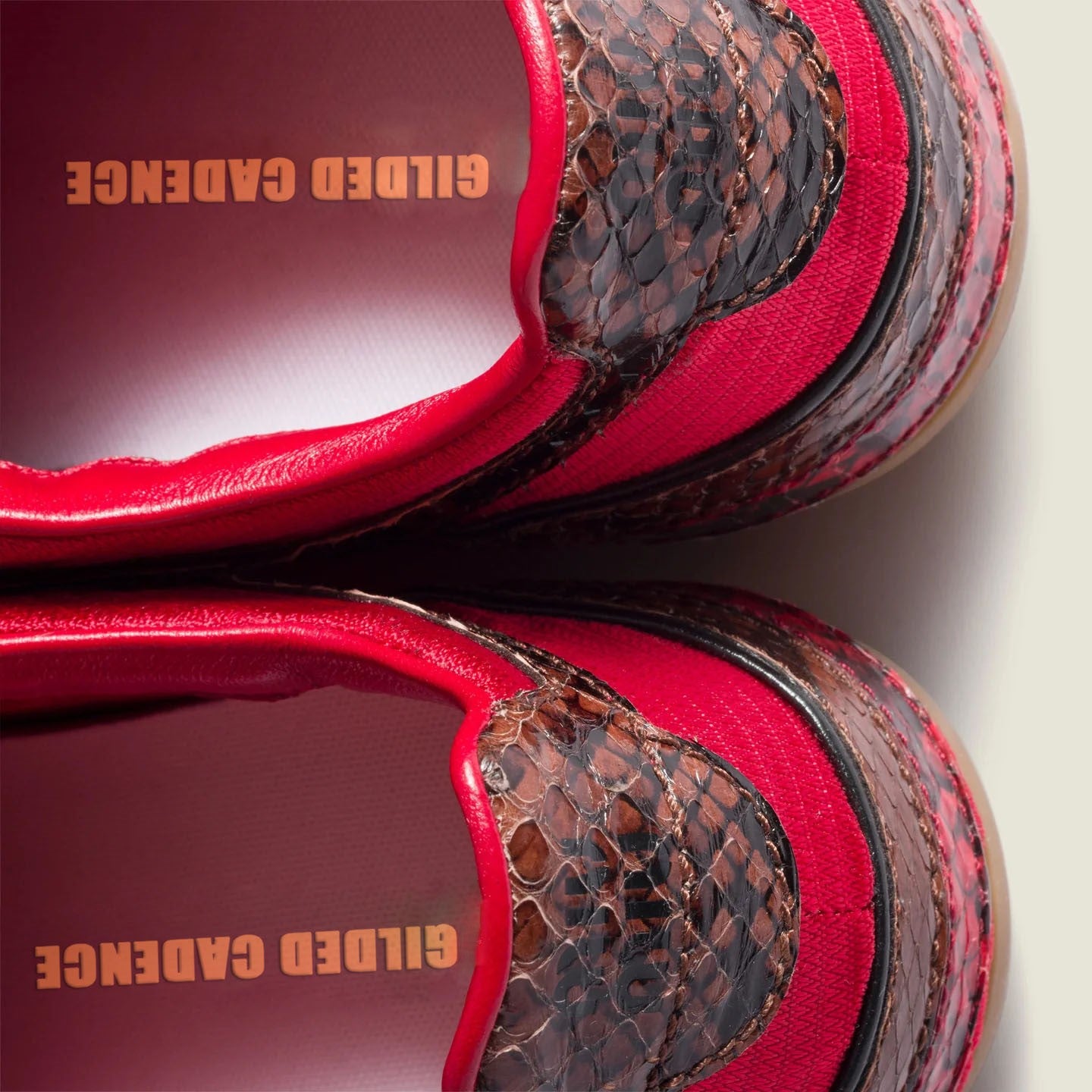 Gymnasium technical fabric and python-print Ayers leather sneakers