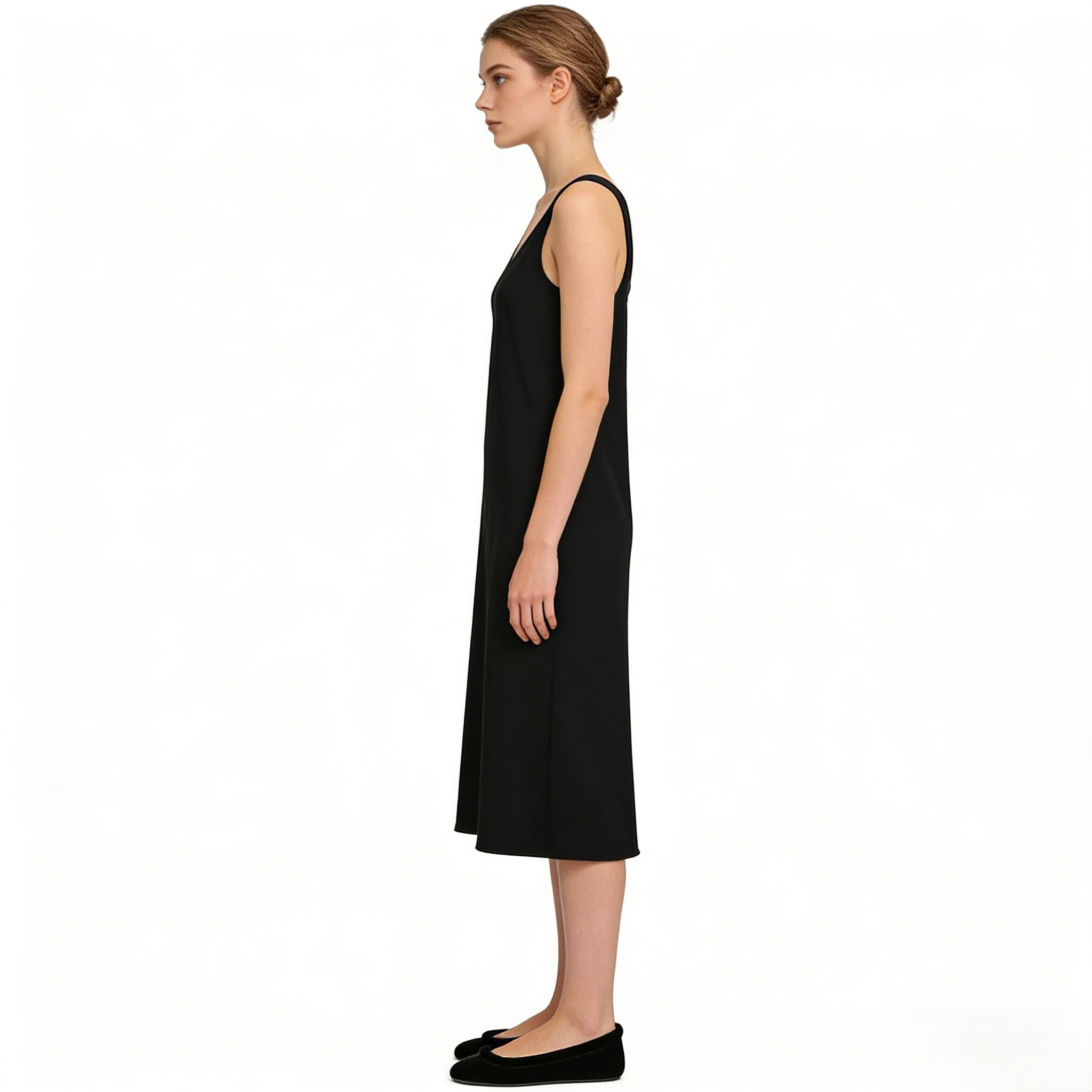 Black Velvet Square Toe Ballet Flats