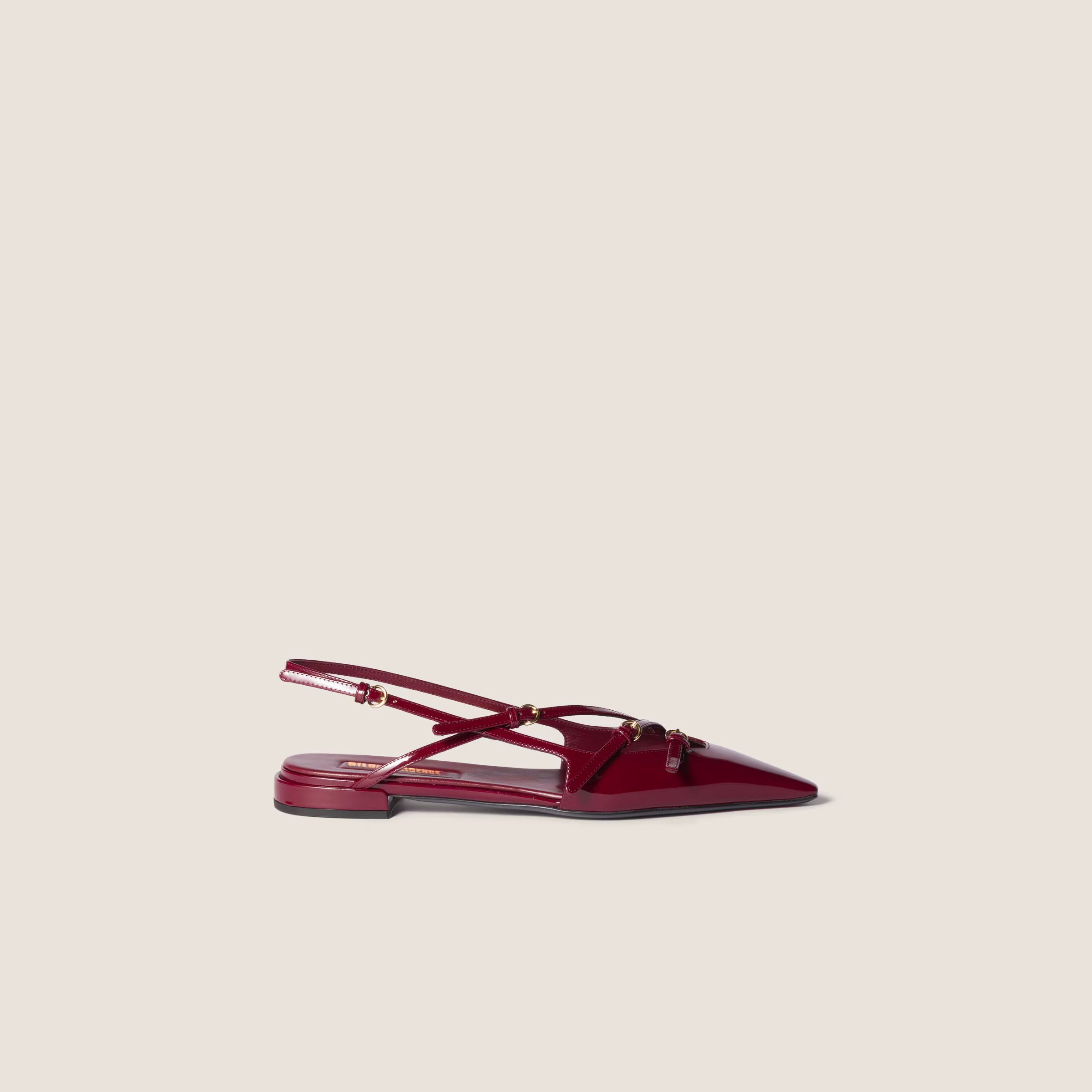 Patent leather slingback ballerinas with buckles