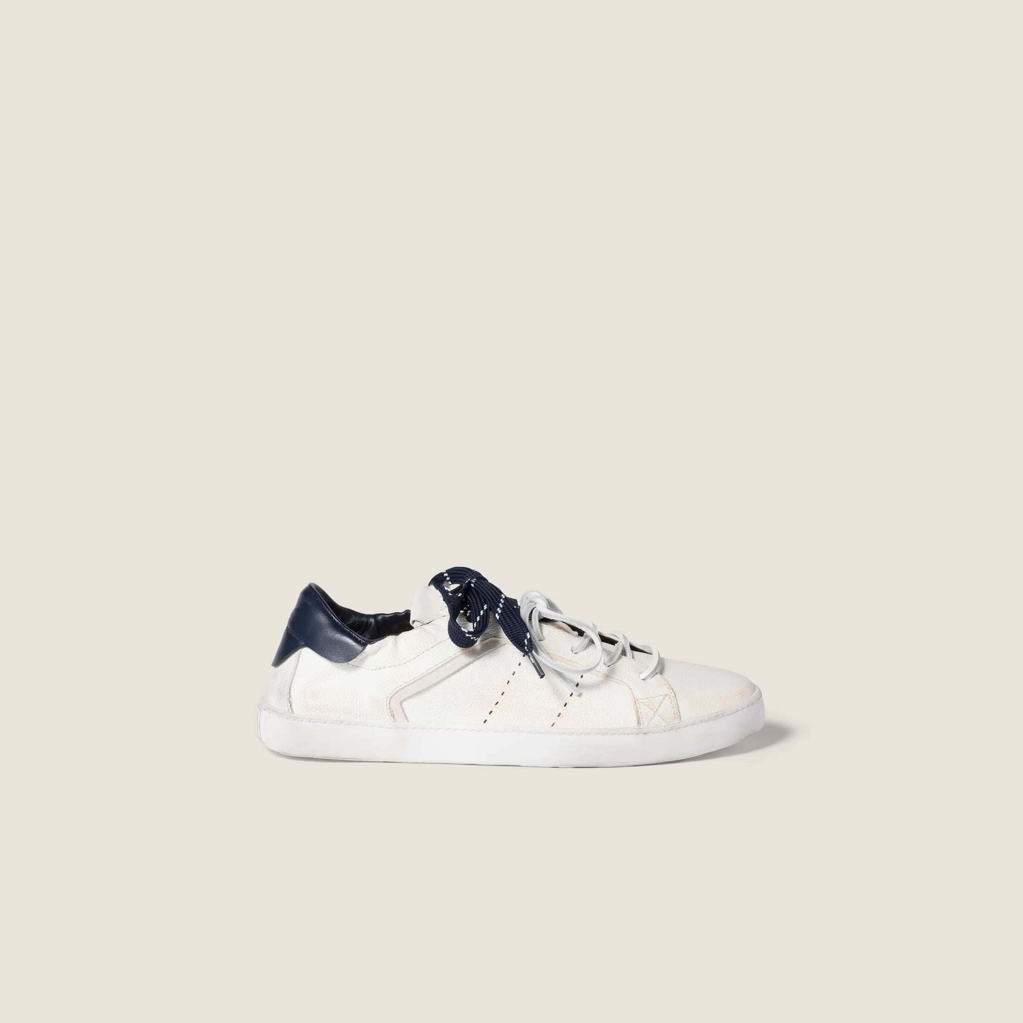 Women's White and Royal Blue Art Deco Sneakers