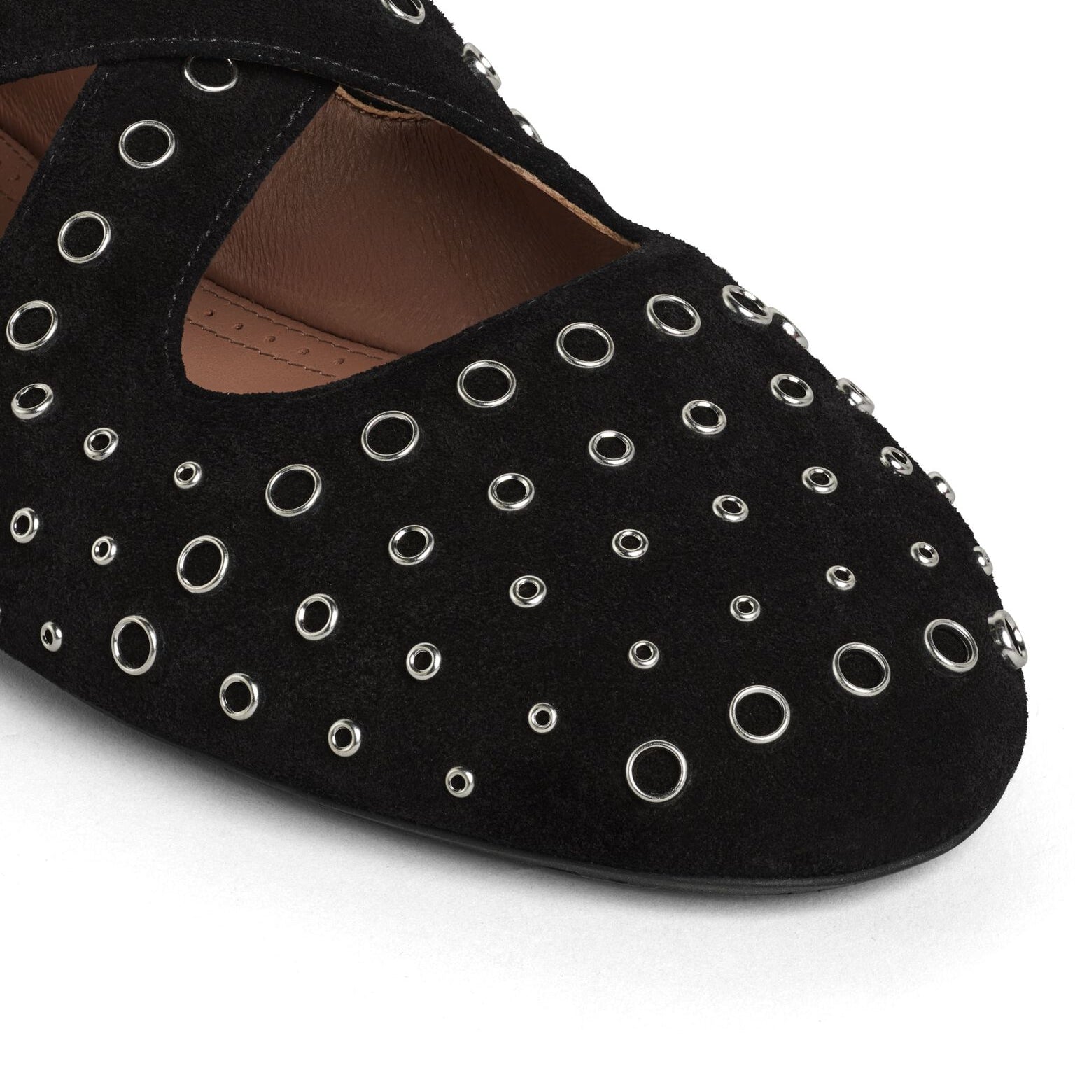 Criss Cross Suede Eyelet Ballet Flats