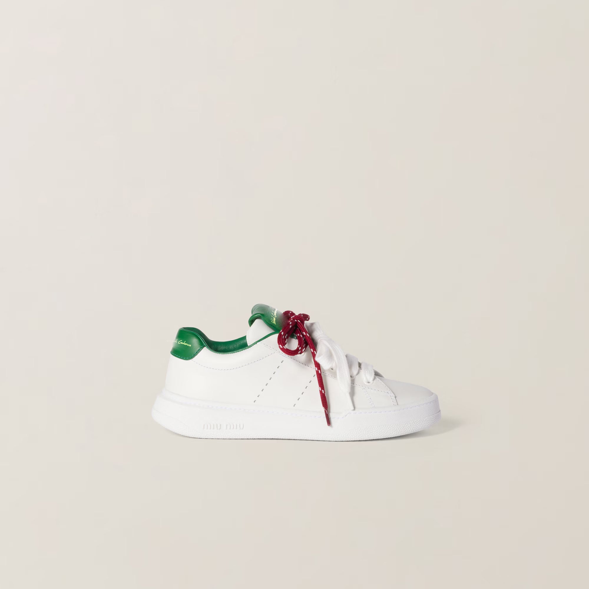 Women's White and Green Leather Sneakers