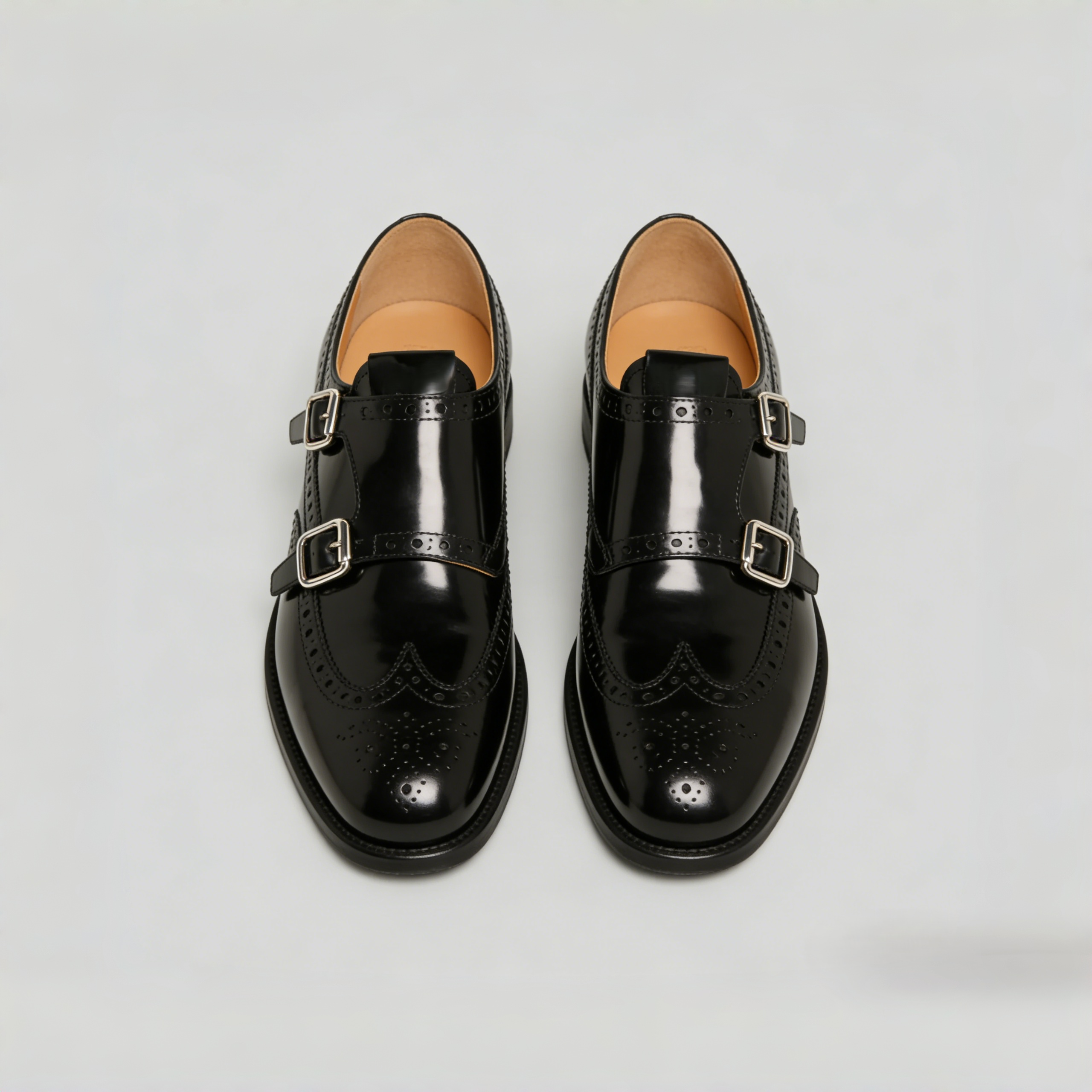 Women's Black Polished Brogue Shoes