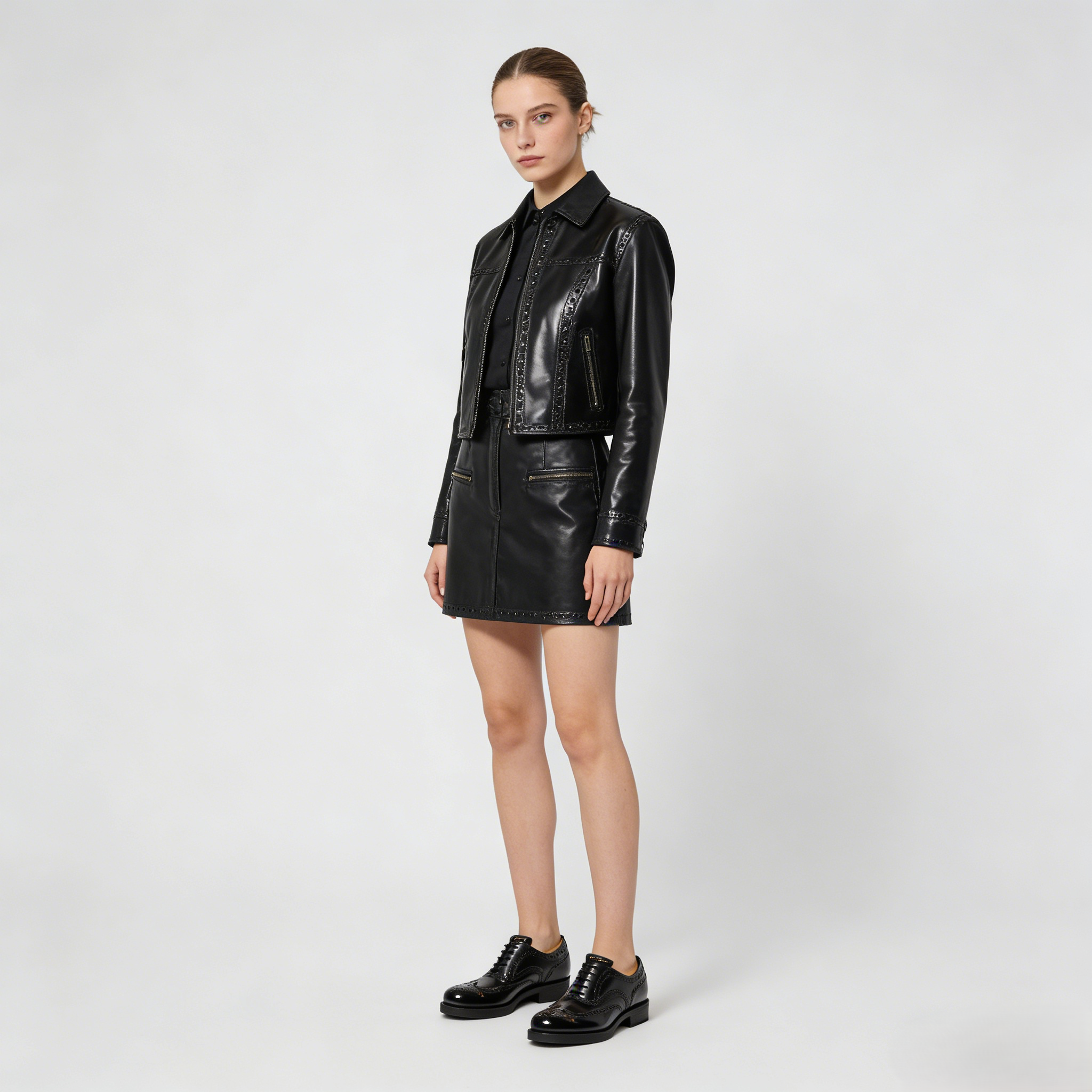 Polished Black Leather Wingtip Brogues