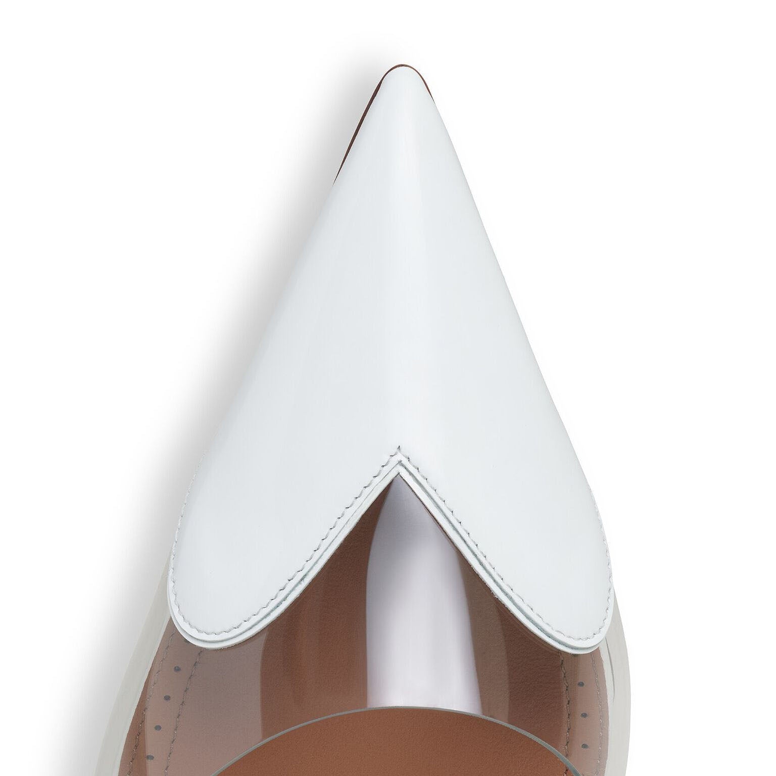 Heart Cutout Patent Leather Mules White
