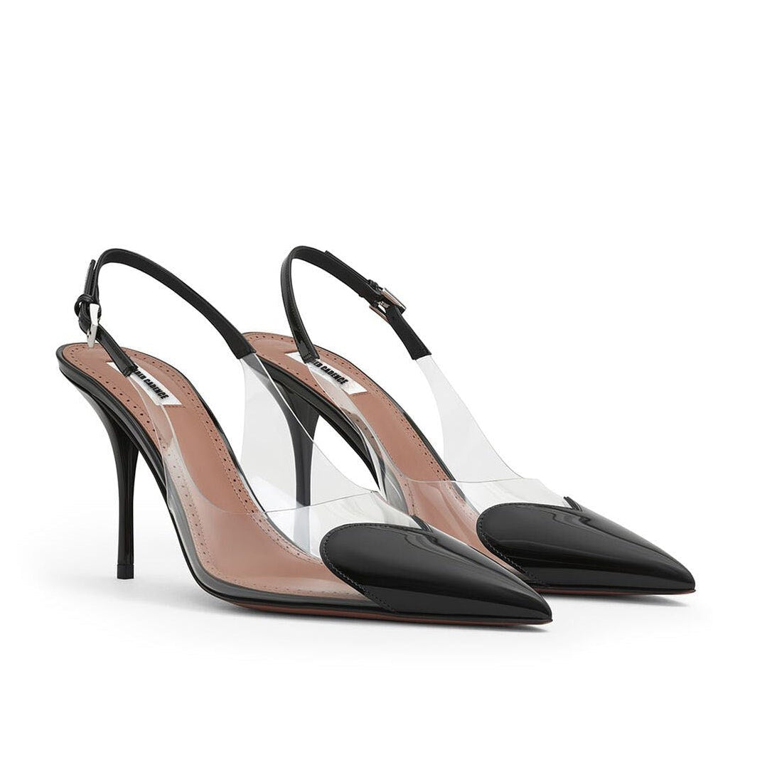 Black Heart Clear Slingback High Heels
