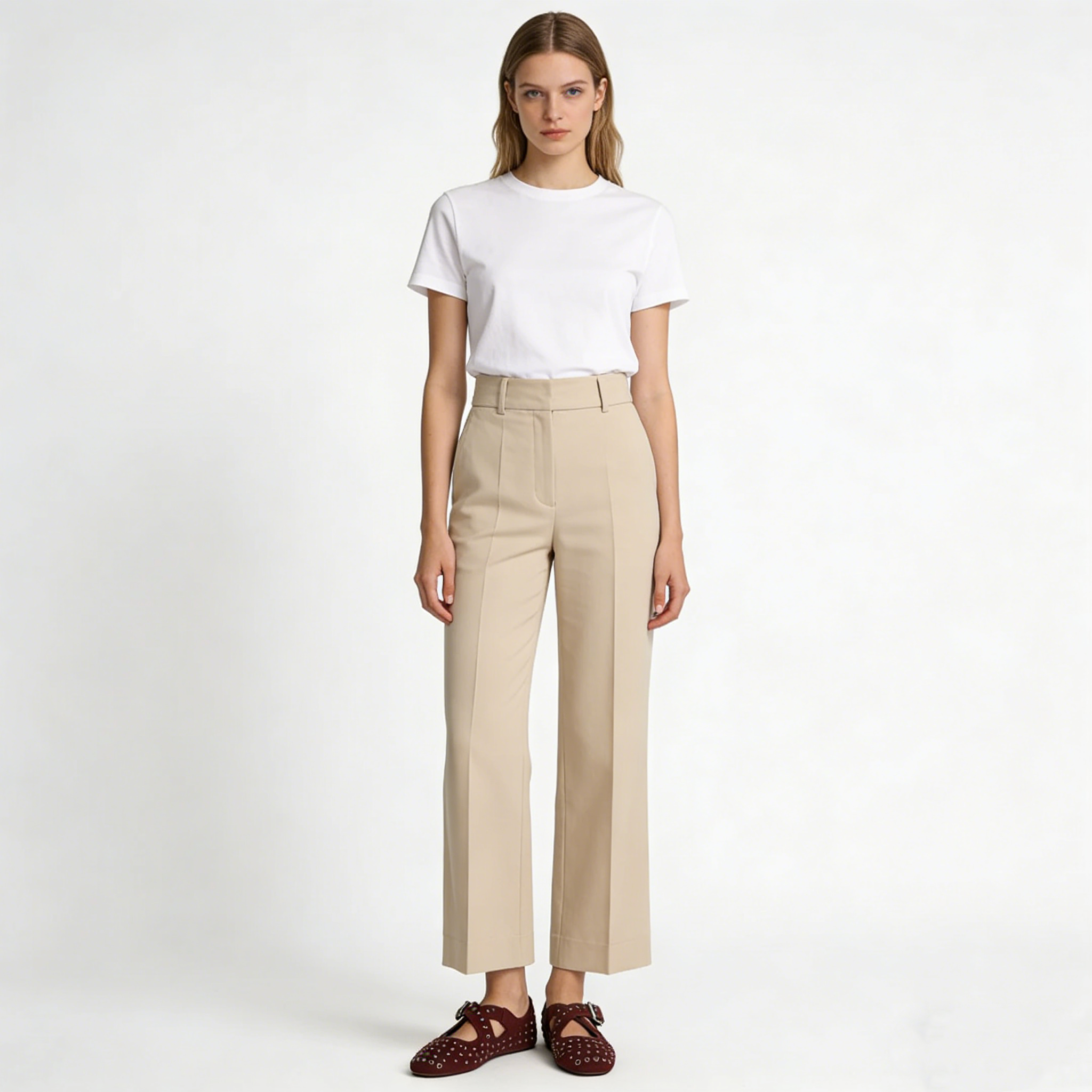 Criss Cross Suede Eyelet Ballet Flats