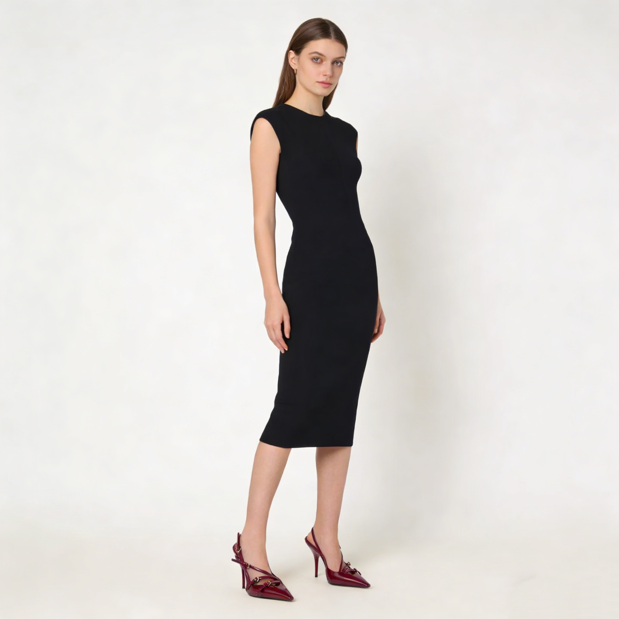 Burgundy Triple Buckle Slingback Heels