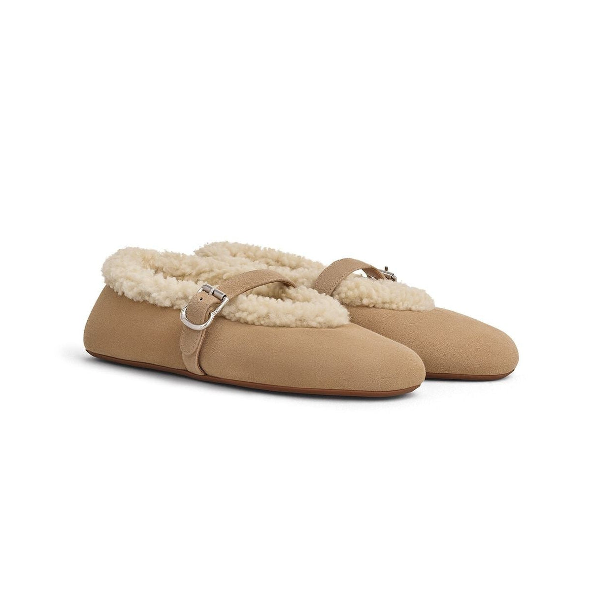 Creamy Merino Shearling Ballet Flats