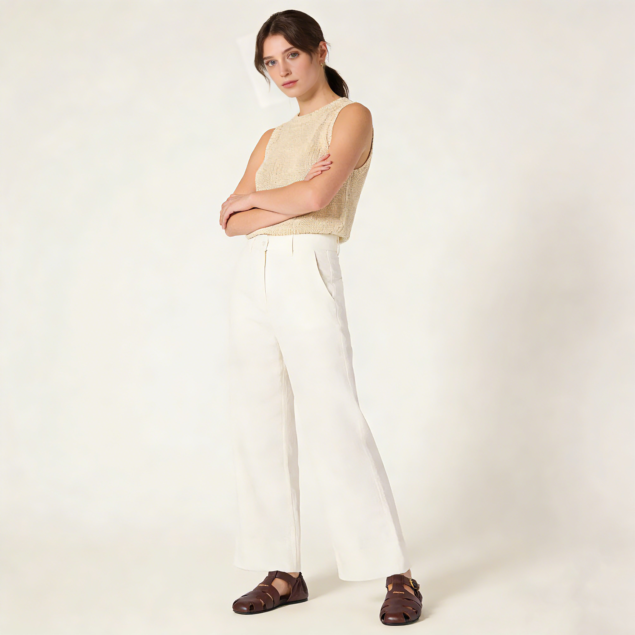 Ruches nappa leather fisherman's sandals