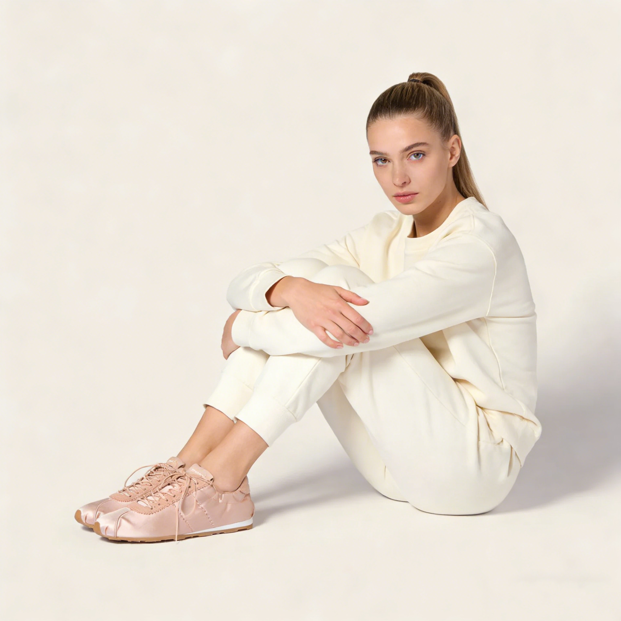 Plume satin sneakers