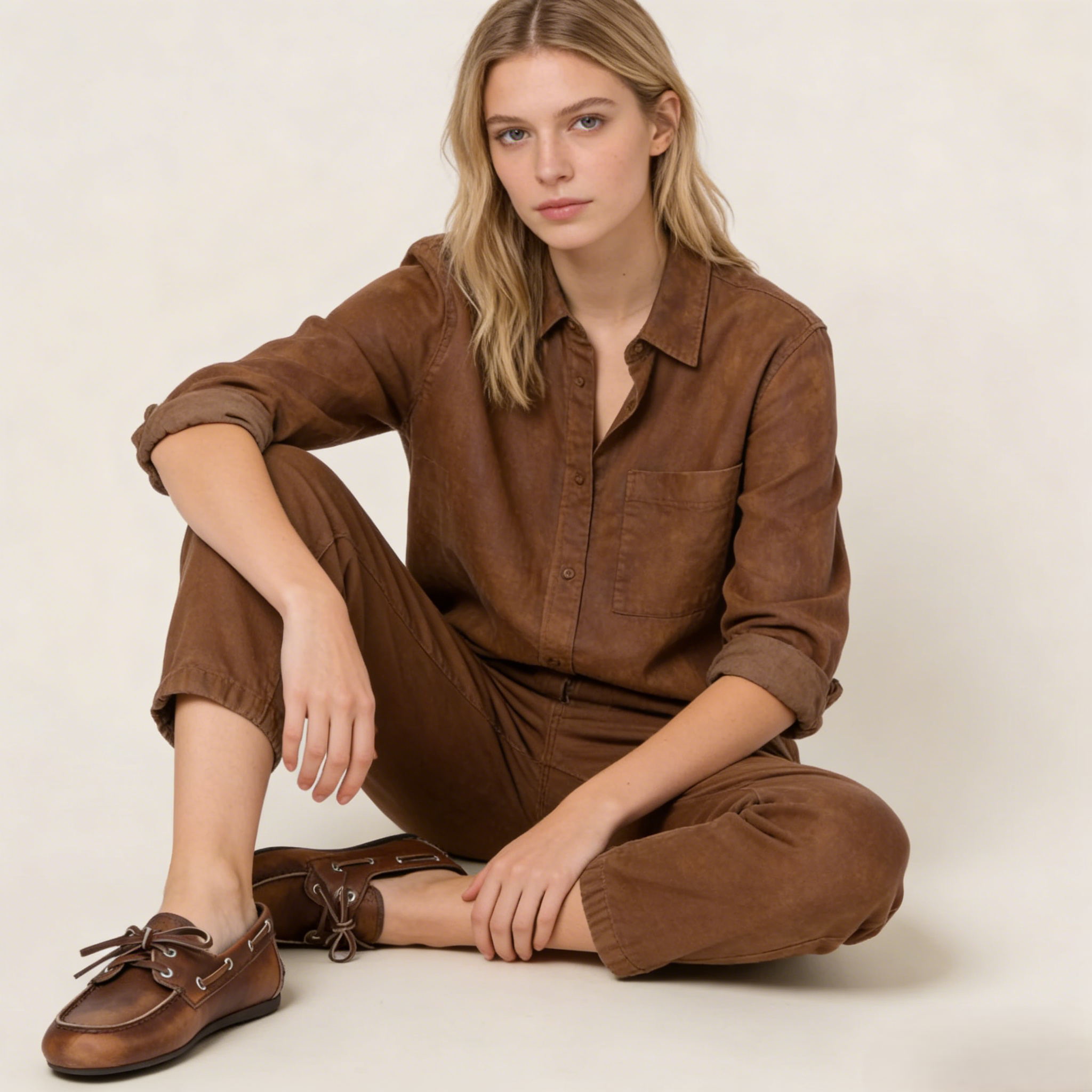 Women's Unlined Bleached Leather Loafers