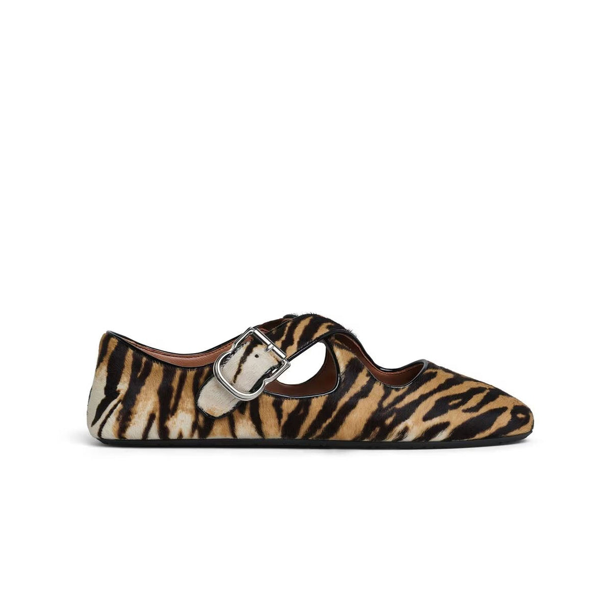 Leopard Haircalf Criss Cross Flats