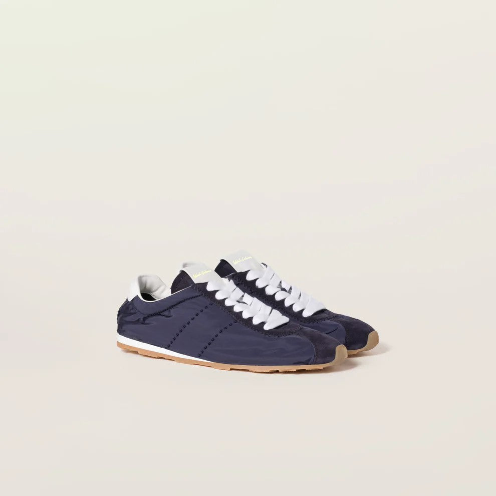 Plume technical fabric and suede sneakers