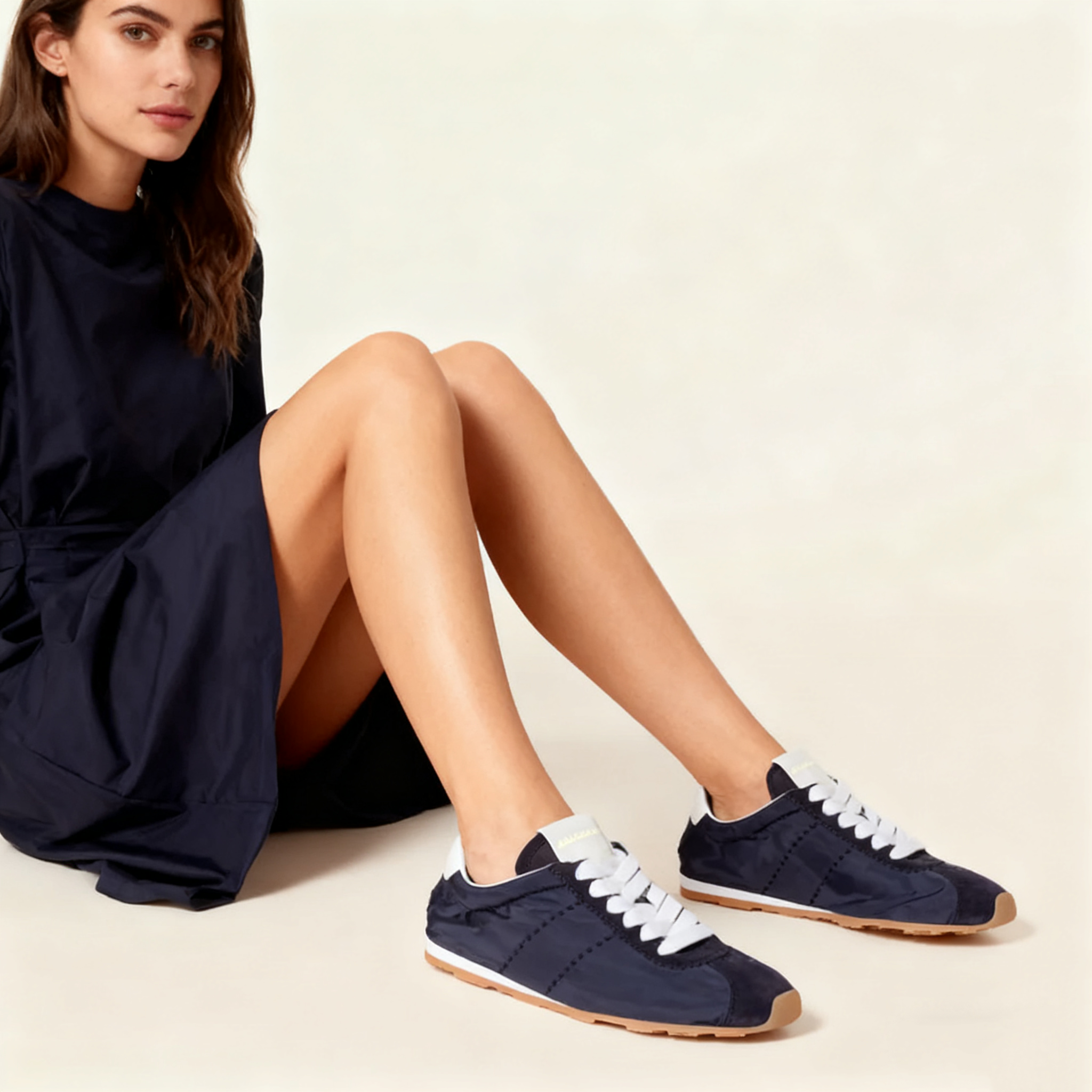 Plume technical fabric and suede sneakers