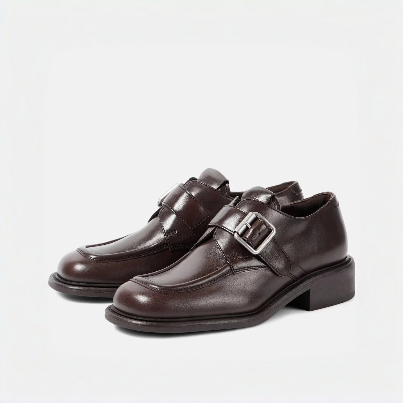Dark Brown Polished Leather Brogue Shoes
