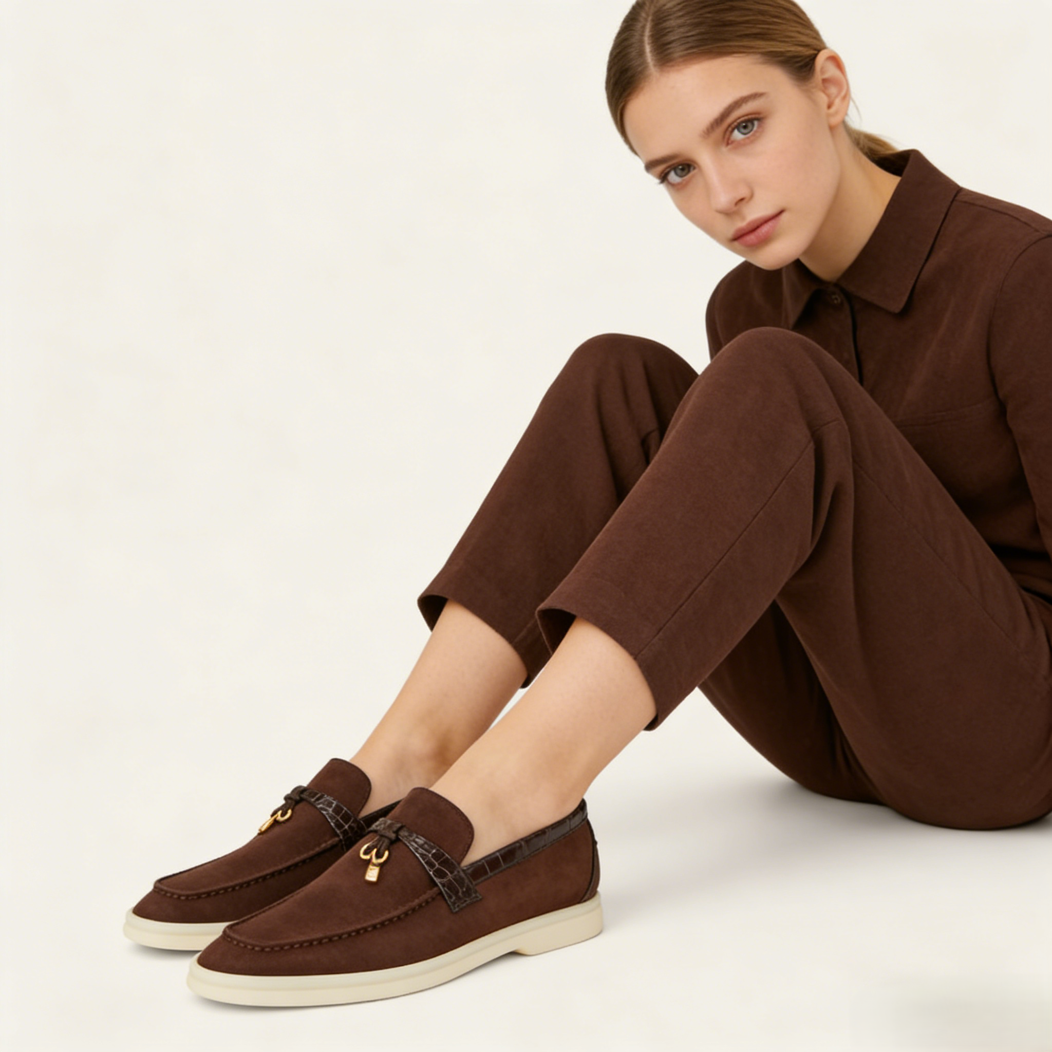 Women's Chocolate Suede Summer Loafers